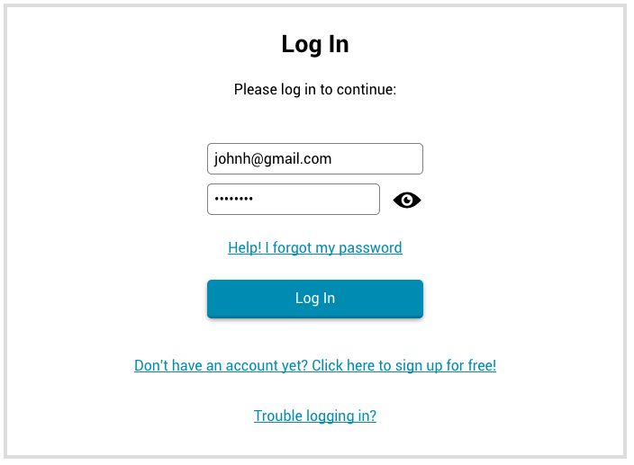 Log in form.